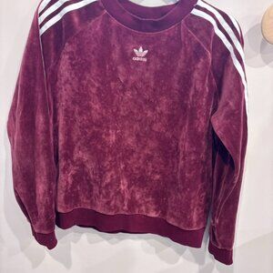 Adidas Burgundy Velour tracksuit top size medium